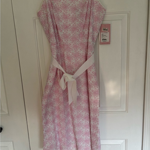 Lilly Pulitzer Dresses & Skirts - Lilly Pulitzer Pink Floral Strapless Dress with White Waist Tie